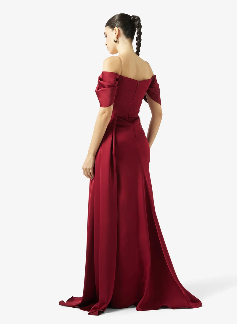 Akadia Fashion RAPED SIDE TAIL SATIN DRESS